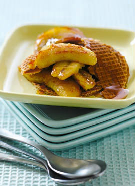 stroopwafels crispy cu banane caramelizate