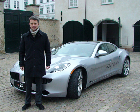 Crown Prince Frederik driving Fisker Karma