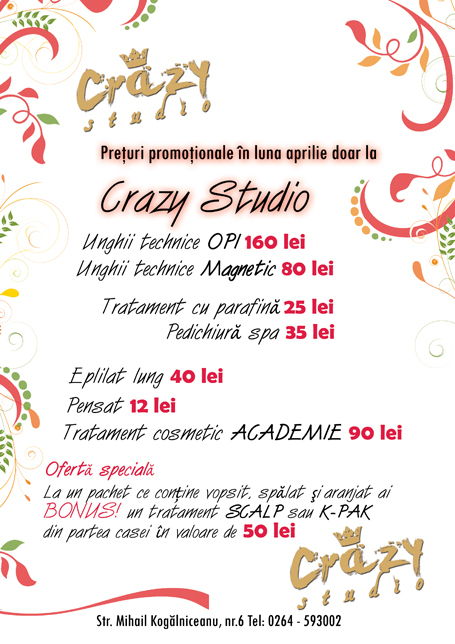 promotie aprilie crazy studio